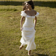 Damen Maxikleid mit Puffärmeln und romantischem Rüschendetail W&W