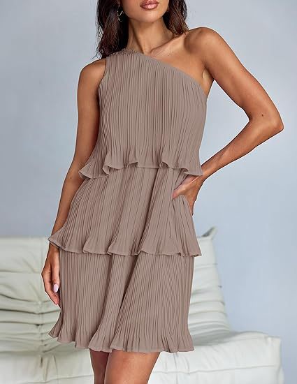 Damen Festliches Plissee Kleid mit asymmetrischem Schnitt WW