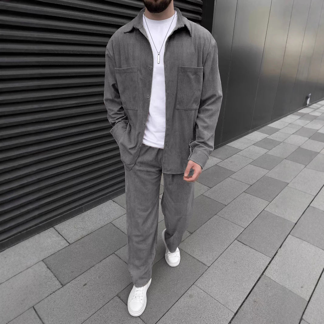 Herren Freizeitanzug mit modischem Streifenmuster und praktischen Taschen WW