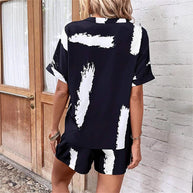 Damen lässiger Kurzanzug mit modernem V-Ausschnitt und stylishen Pockets WW