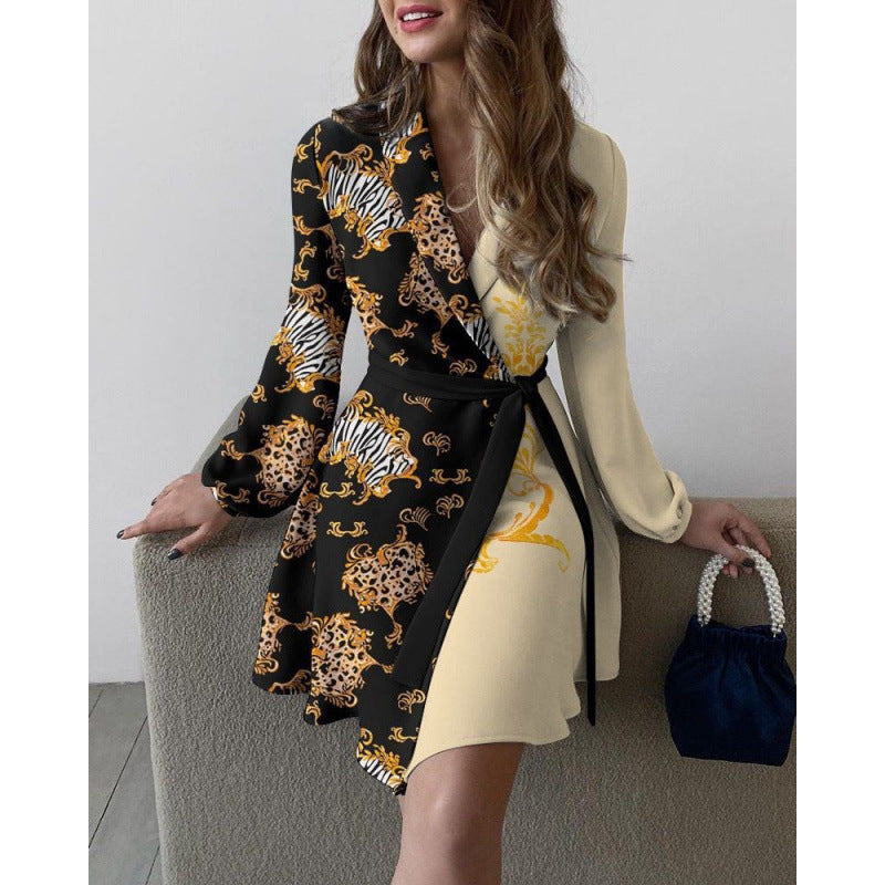 Damen Blumen Wickelkleid mit langen Ärmeln WW
