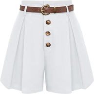 Damen Plissee-Cargo-Shorts mit hohem Bund und dekorativem Gürtel WW