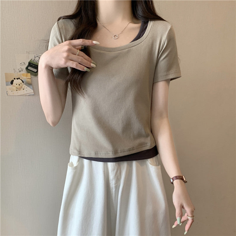 Damen Geschichtete Rippen T-Shirt WW