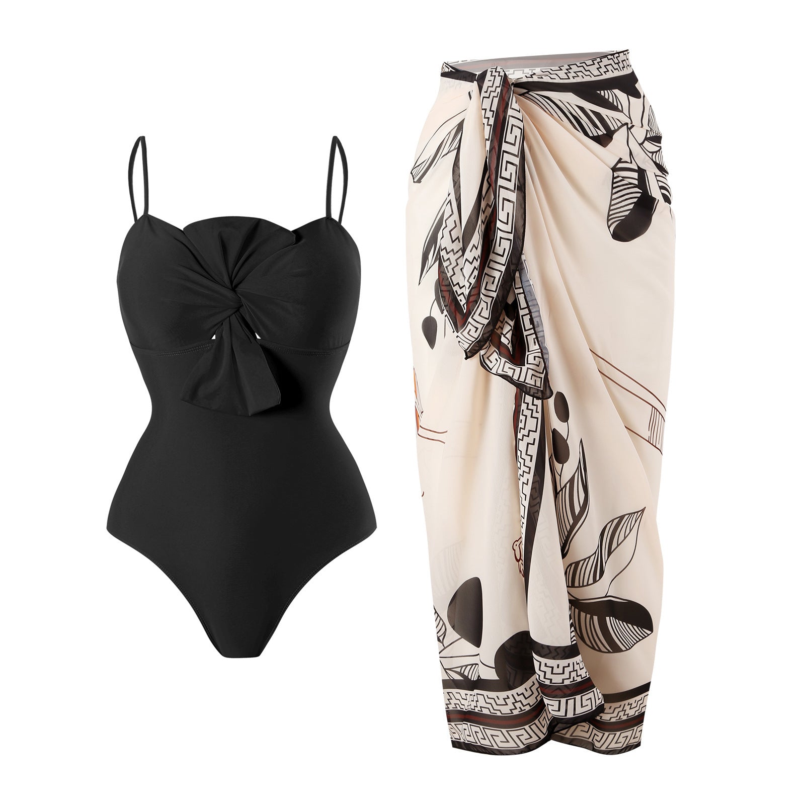 Damen Badeanzug mit elegantem Wickelrock WW