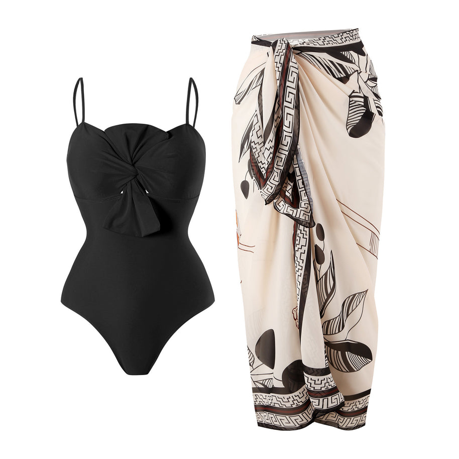 Damen Badeanzug mit elegantem Wickelrock WW