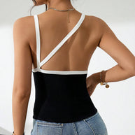 Damen ärmelloses Top mit elegantem Kontrastdesign W&W