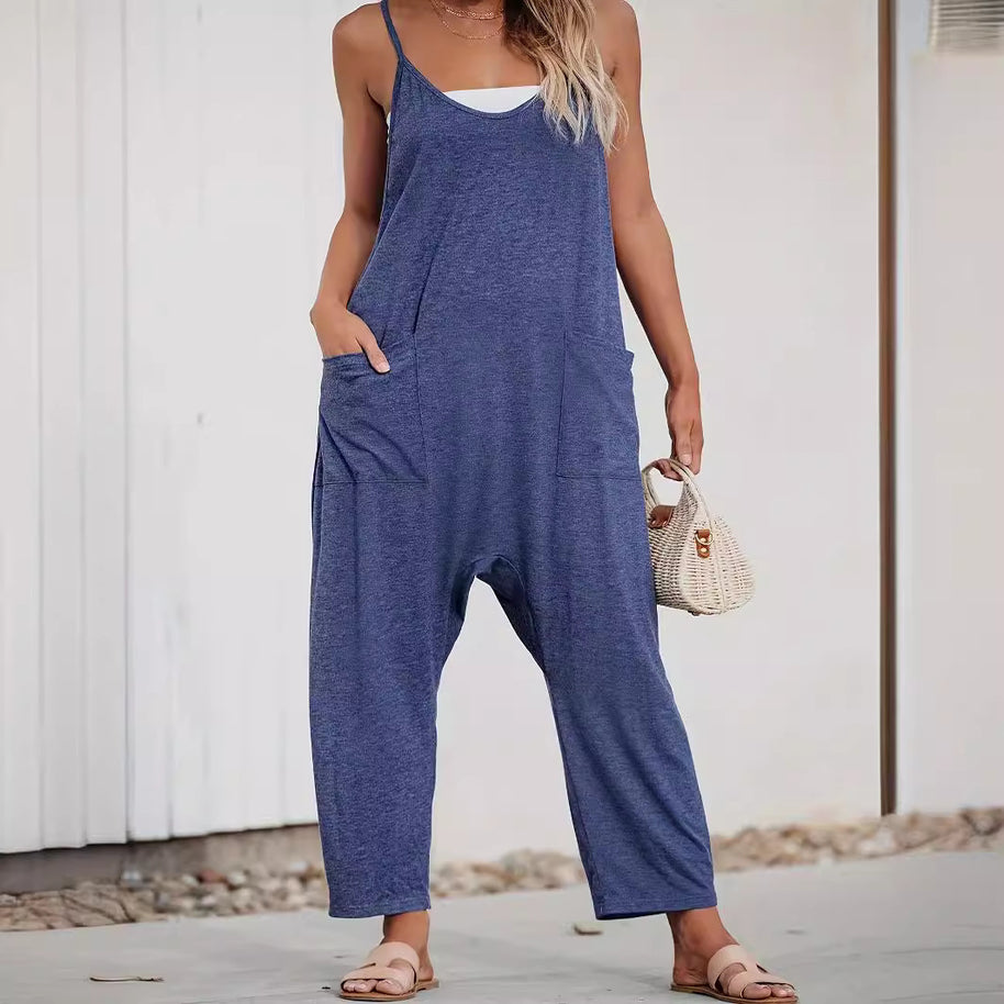 Damen Bequemer Strampelanzug mit Taschen WW