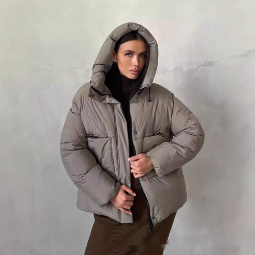 Damen Sportliche Winterjacke mit hohem Kragen und praktischen Taschen WW