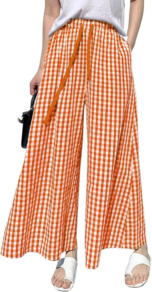 Damen Weite Karottenhose mit elastischem Bund und Bindegürtel WW