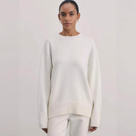 Damen Bequemer und eleganter Strickpullover mit überschnittenen Schultern und Rippenbündchen WW