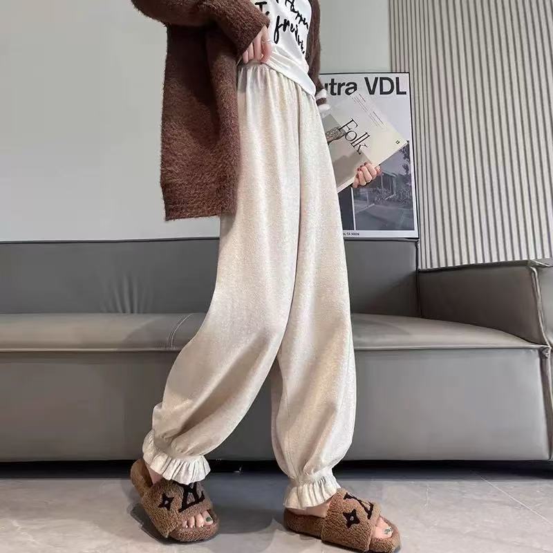 Damen bequeme Palazzohose aus glänzendem Material WW