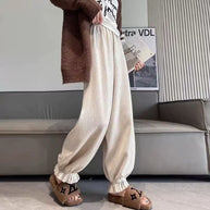 Damen bequeme Palazzohose aus glänzendem Material WW