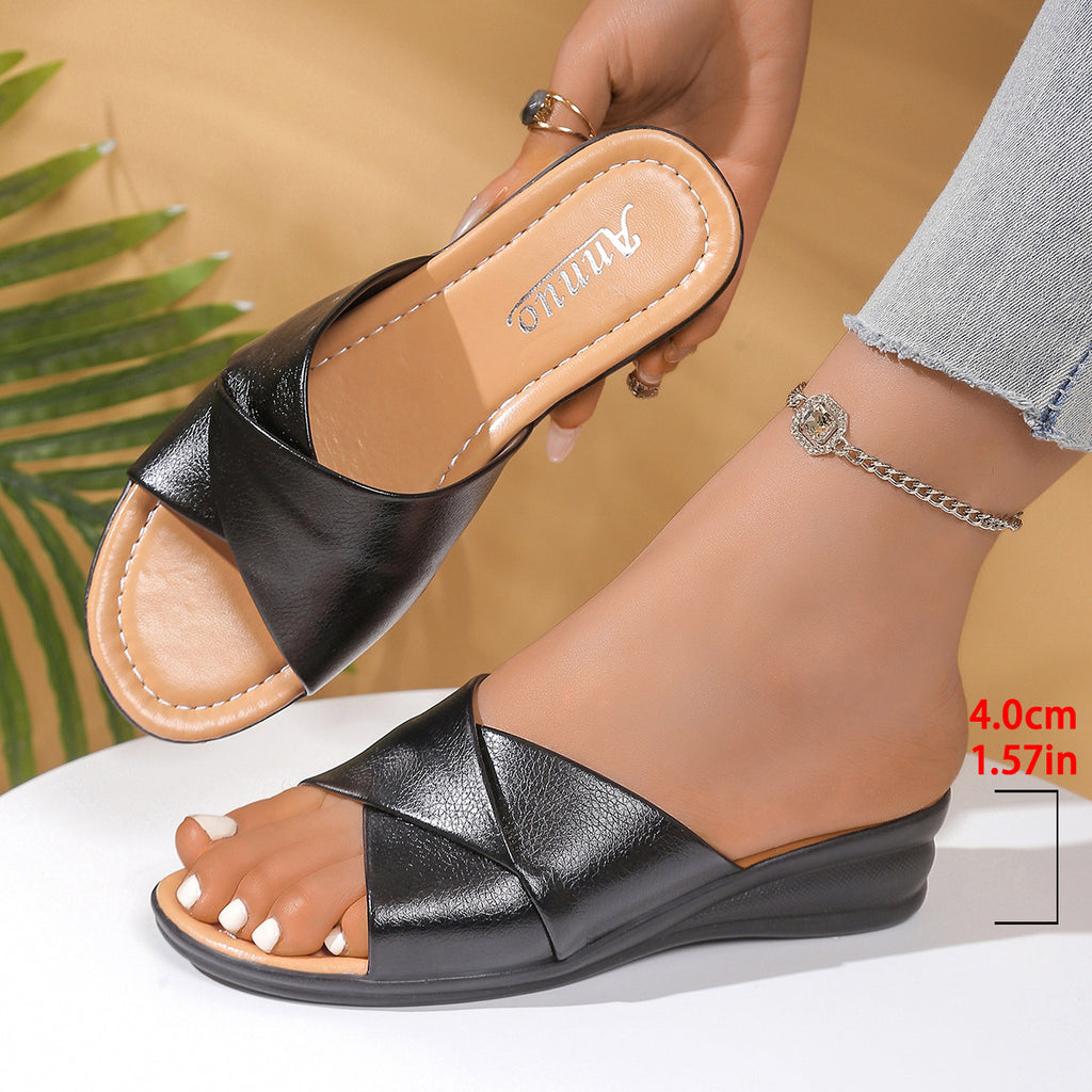 Damen Pantoletten mit elegantem Überkreuz-Design und bequemer Sohle WW