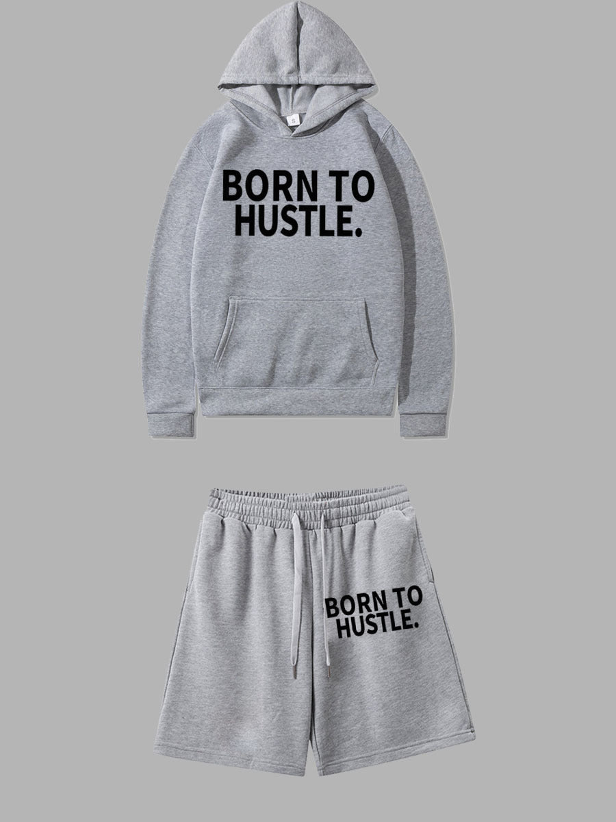 Damen Sportliches Hoodie und Shorts Set mit motivierendem Schriftzug WW