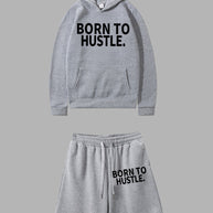 Damen Sportliches Hoodie und Shorts Set mit motivierendem Schriftzug WW