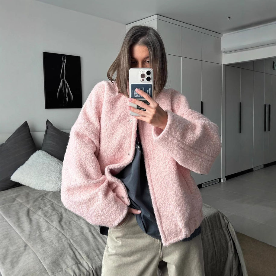Damen bequeme Fleecejacke im Kurzschnitt WW