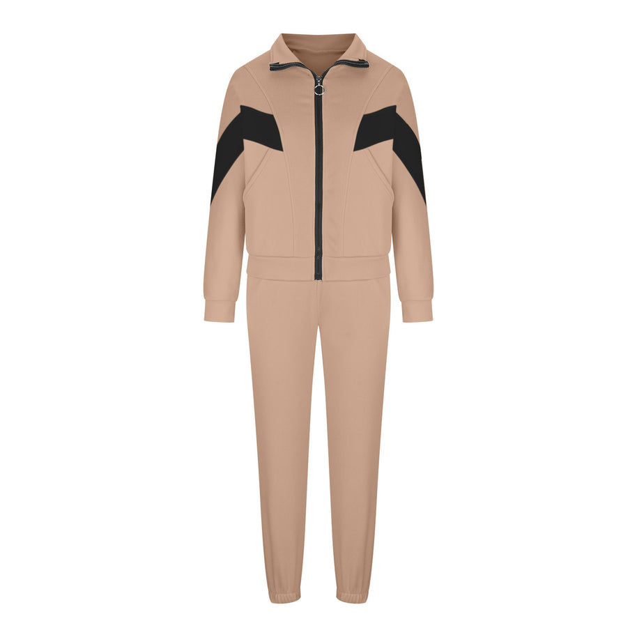Damen sportlicher Funktionsanzug mit Reißverschluss und modernen Farbblocks WW