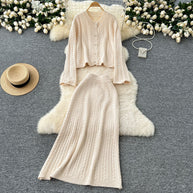 Damen Strickensemble mit Zopfstruktur WW