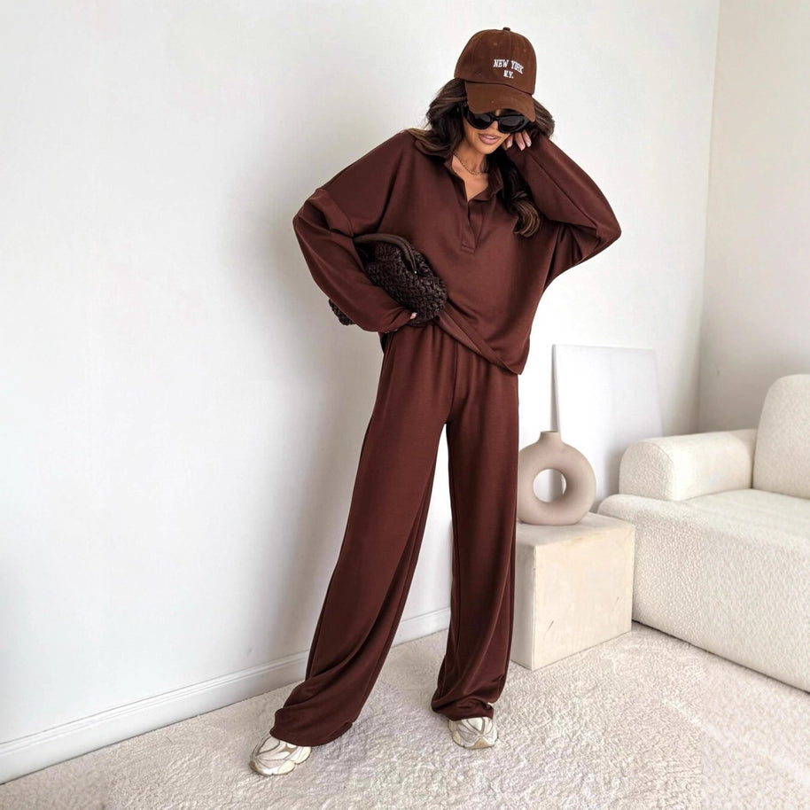 Damen Relaxed-Fit Poloshirt mit Knopfleiste und weiten Ärmeln WW