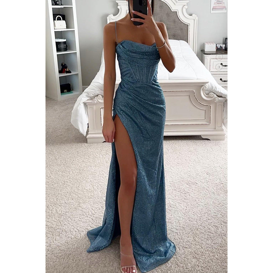 Damen Glamouröses Abendkleid mit schimmernden Details und hohem Schlitz WW