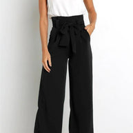 Damen elegante weite Stoffhose mit Taillengürtel WW