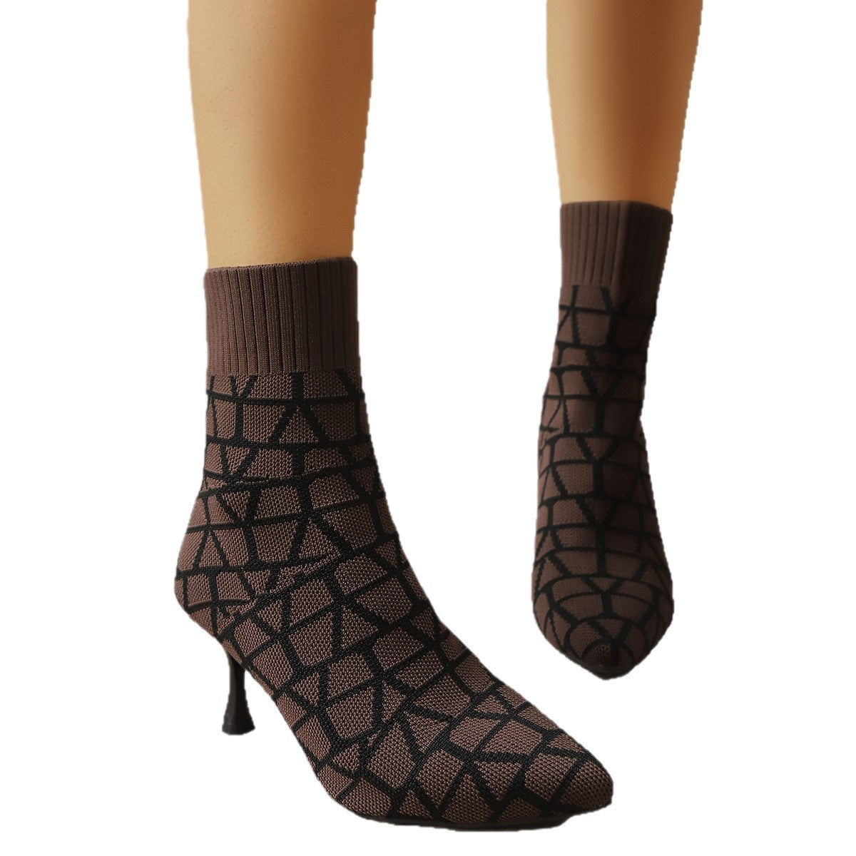 Damen Stiefelimitierte Sockenschuhe mit elegantem Absatz WW