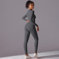 Damen Sportlicher Ganzkörperanzug mit Reißverschluss und elastischem Tragegefühl WW