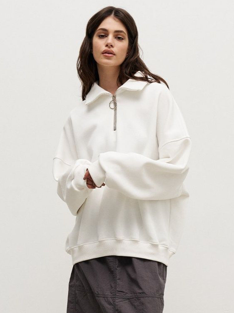 Damen Sweatshirt mit Zip-Kragen und lässigem Schnitt WW