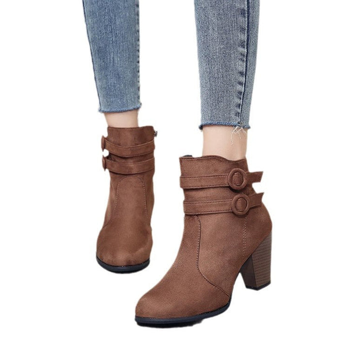 Damen Ankle-Boots mit dekorativen Riemen und elegantem Absatz W&W Mode