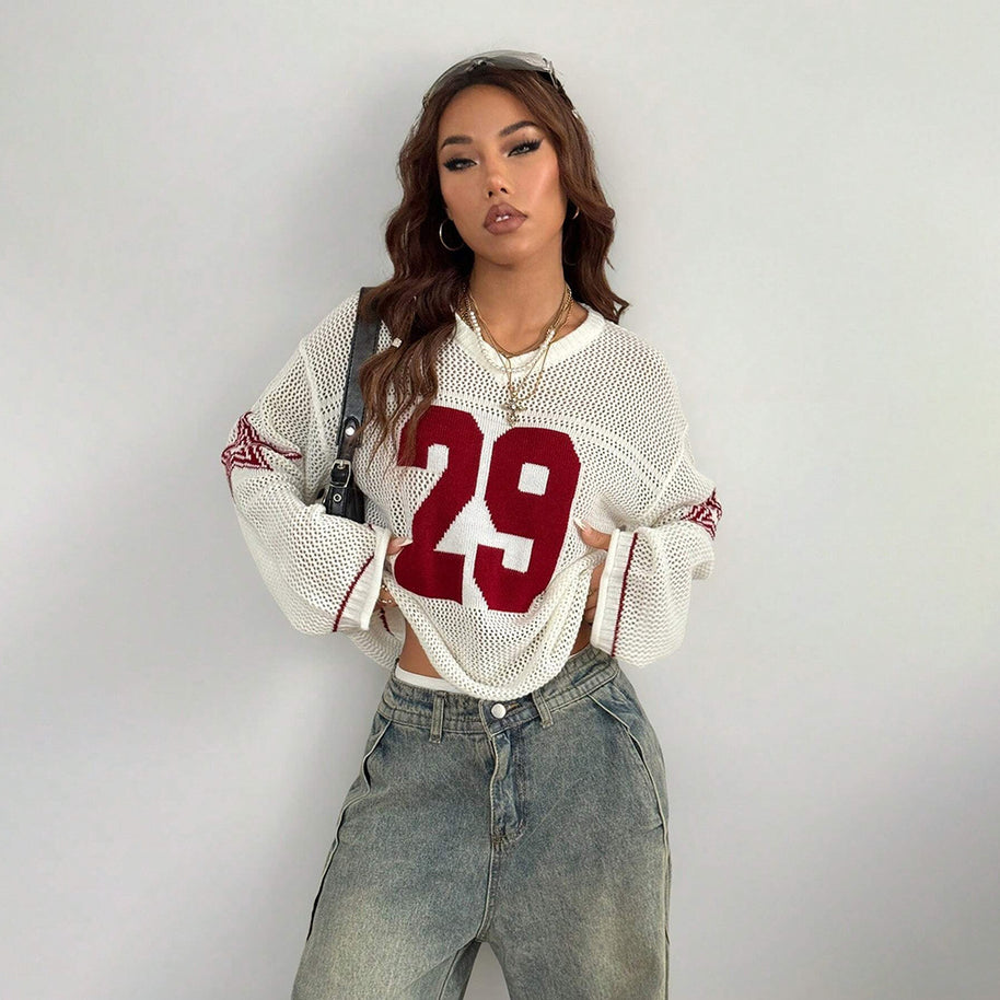 Damen Sportliches Oversized Netzoberteil mit tiefem Rückenausschnitt WW