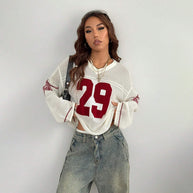 Damen Sportliches Oversized Netzoberteil mit tiefem Rückenausschnitt WW