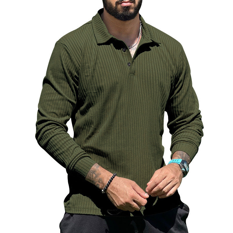 Herren Langarm Poloshirt mit strukturiertem Rippendesign und klassischem Kragen WW