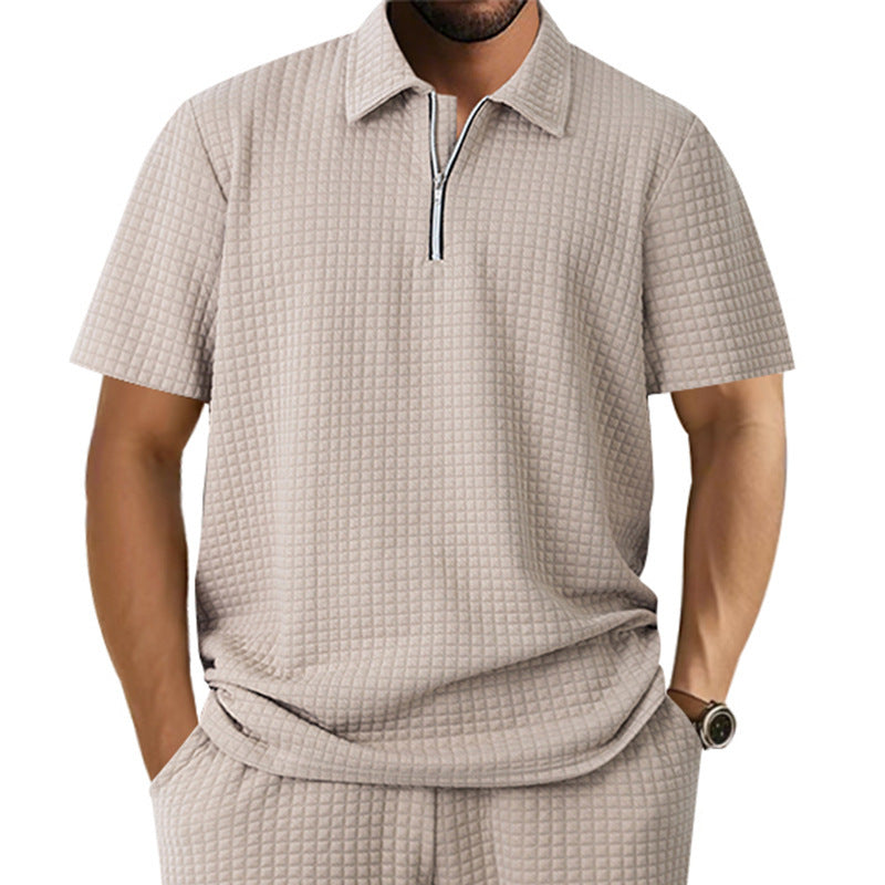 Herren Polo-Shirt mit innovativem Strukturdesign und halbem Reißverschluss WW
