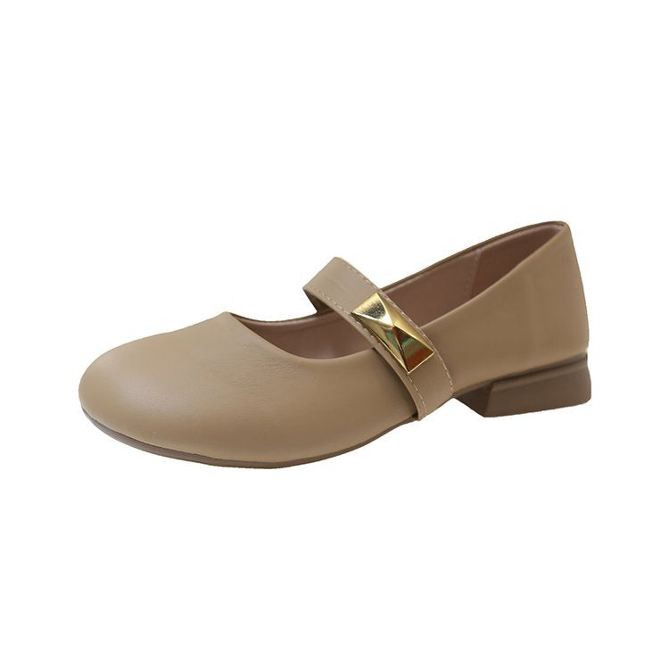 Damen Ballerinas mit dekorativem Riemchen und goldener Applikation W&W Mode