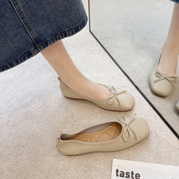 Damen Ballerinas mit elegantem Schleifen-Detail und hochwertigem Leder W&W
