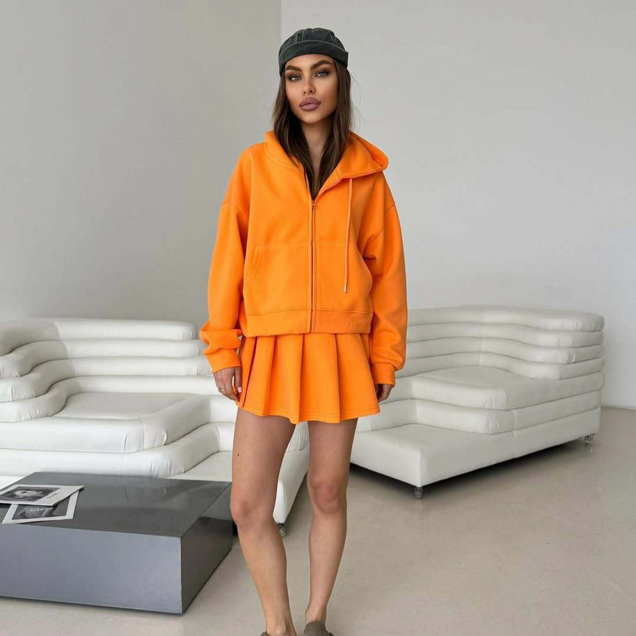 Damen Sportives Hoodie und Rock Set WW