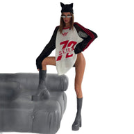 Damen Sportliches Oversized Sweatshirt mit kreativem Grafikdesign und sportlichem Akzent WW