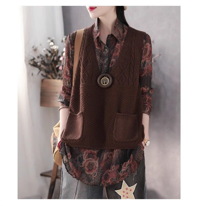 Damen Strickweste mit tiefem V-Ausschnitt und praktischen Taschen WW 1759203291