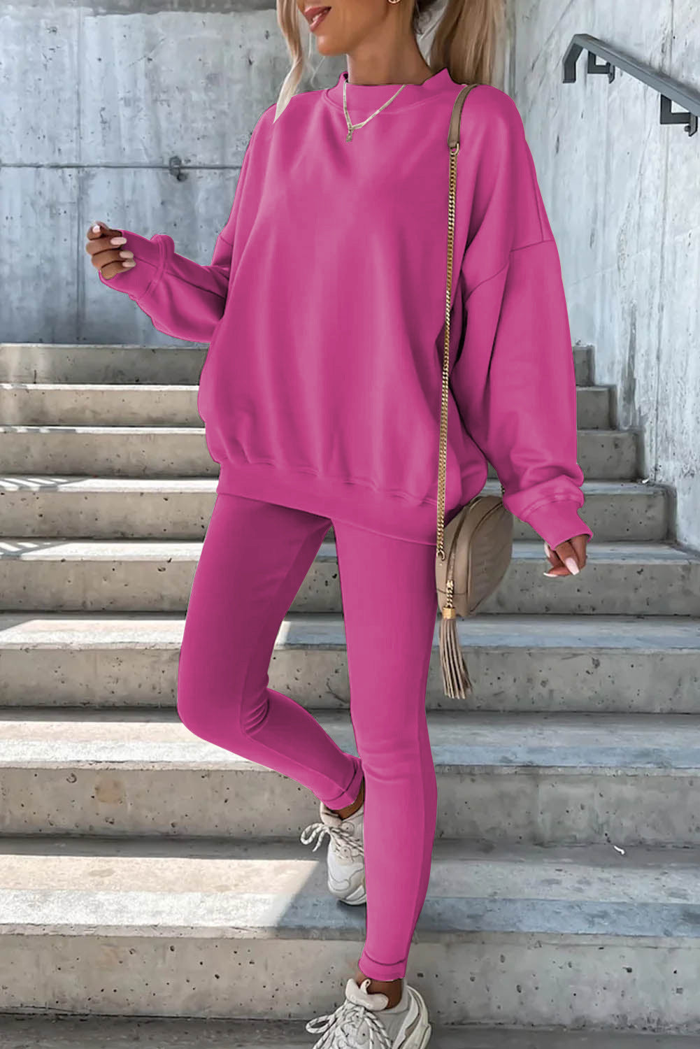 Damen Sportlicher Freizeitanzug mit oversized Sweatshirt und enganliegenden Leggings WW