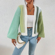 Damen Strickjacke mit buntem Blockdesign und lässigem Schnitt WW