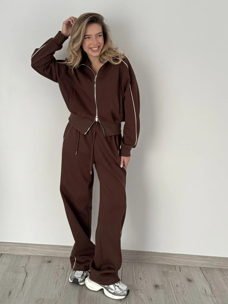 Damen Sportlicher Trend-Hoodie und Jogger Set WW