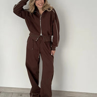 Damen Sportlicher Trend-Hoodie und Jogger Set WW