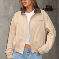 Damen Sportliche Utility-Jacke mit leichtem Material und hohem Kragen WW