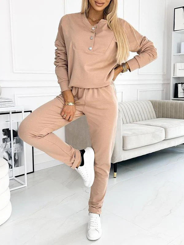 Damen Casual Jumpsuit mit asymmetrischem Ausschnitt und Knopfdetails