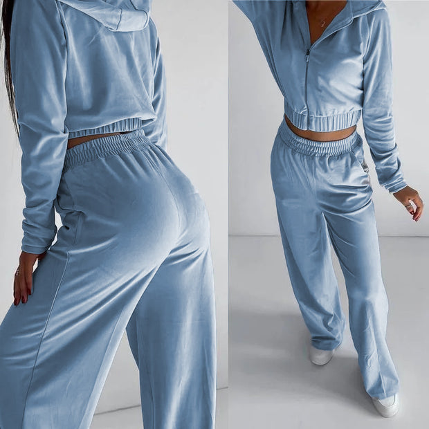 Damen Sportliches Fleece-Set mit Kapuze WW