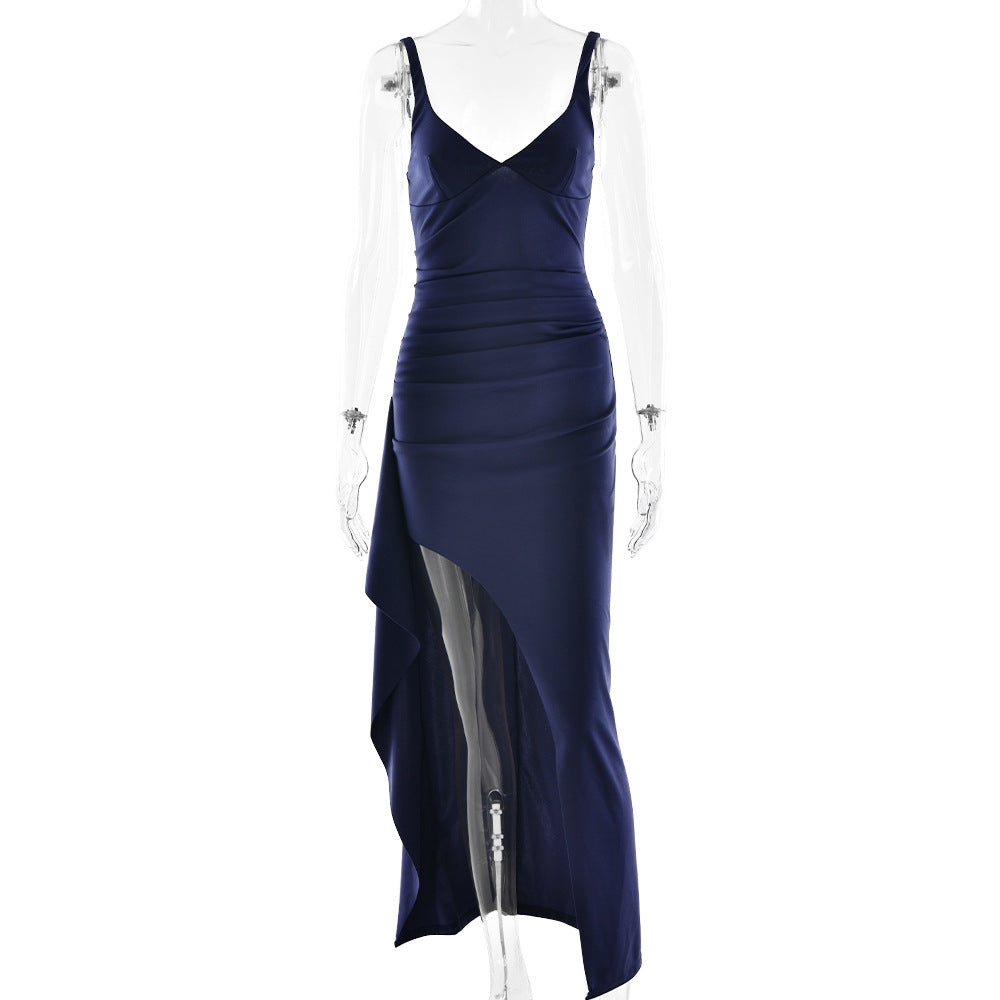 Damen Elegantes Maxikleid mit asymmetrischem Saum und figurbetonter Passform W&W Mode
