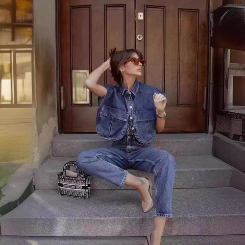 Damen ärmellose Utility-Bluse mit Taschen WW