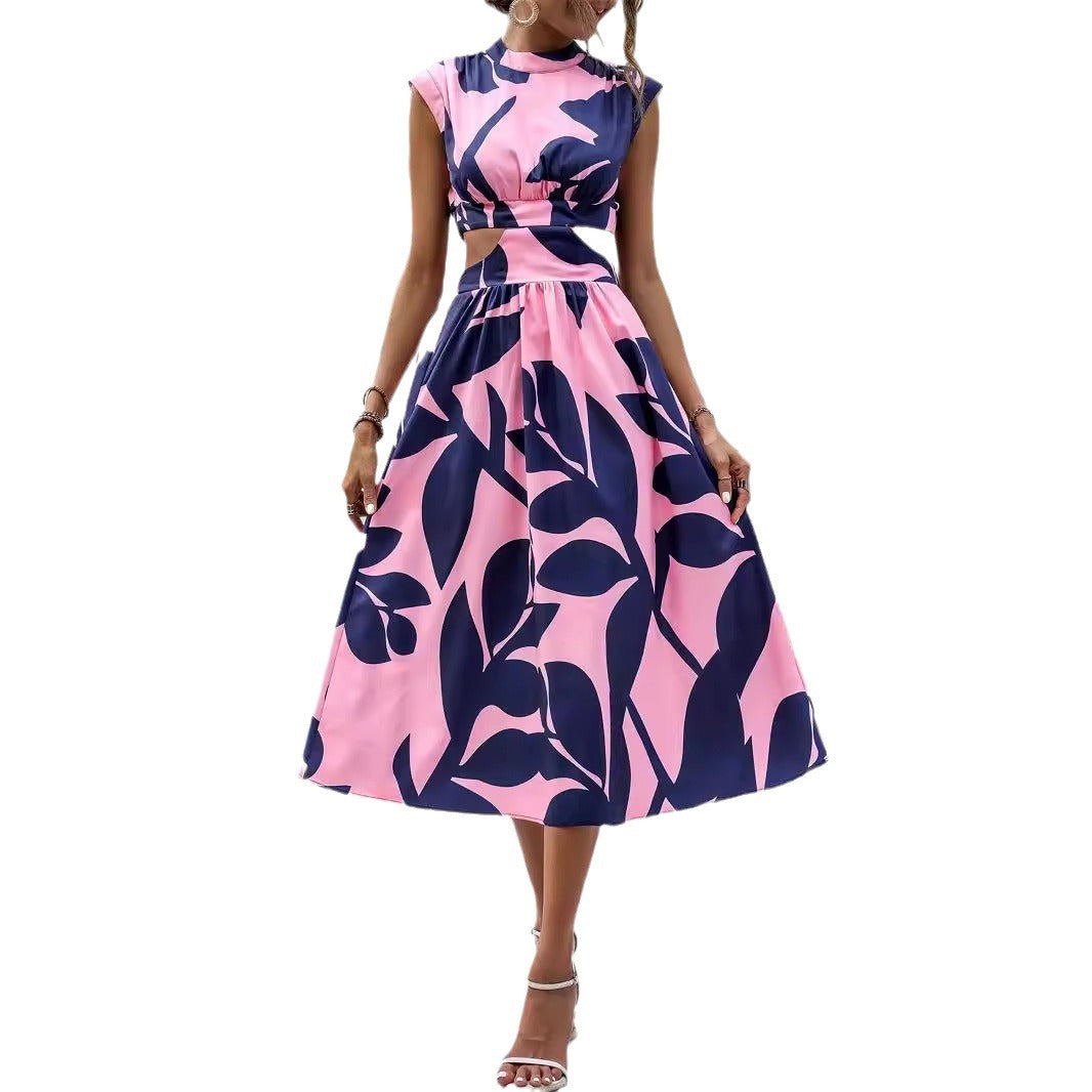 Damen Asymmetrisches Kleid mit Cut-Out-Details und floralem Design WW