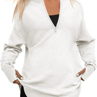Damen Hochwertiger Reißverschluss Pullover mit strukturiertem Design WW