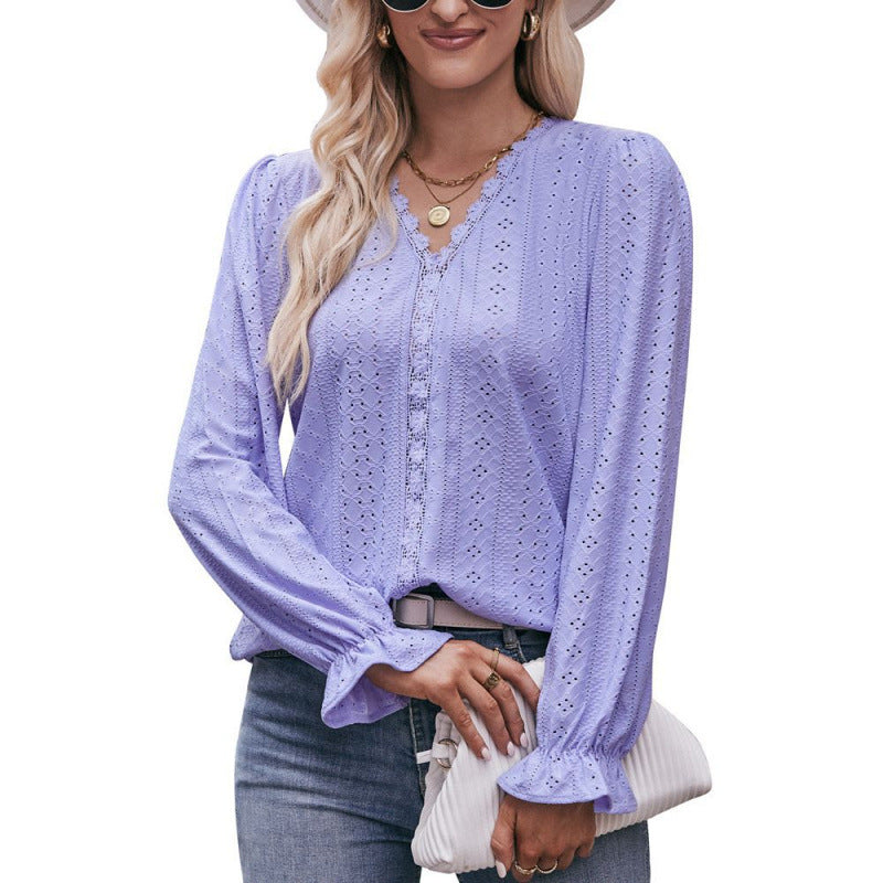 Damen Bluse mit Rüschen und eleganter Stickerei WW